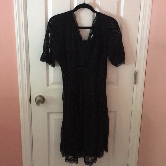 Motherhood Maternity Lace Dress with Belt - Picture 1 of 5